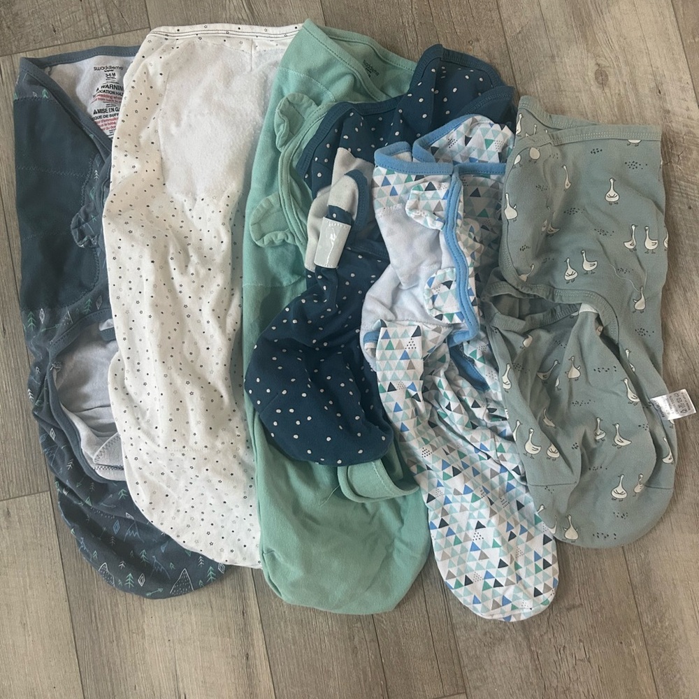 Baby Swaddle Bundle in Teal, Navy, White & Gray